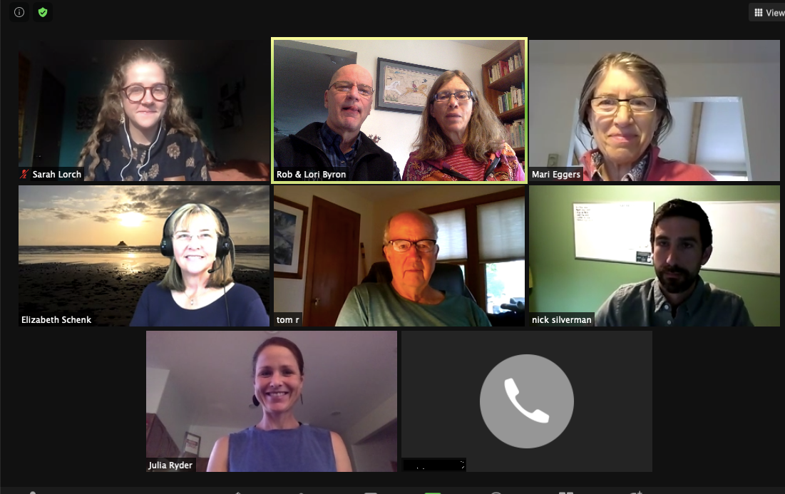 Screenshot of a Zoom board meeting.